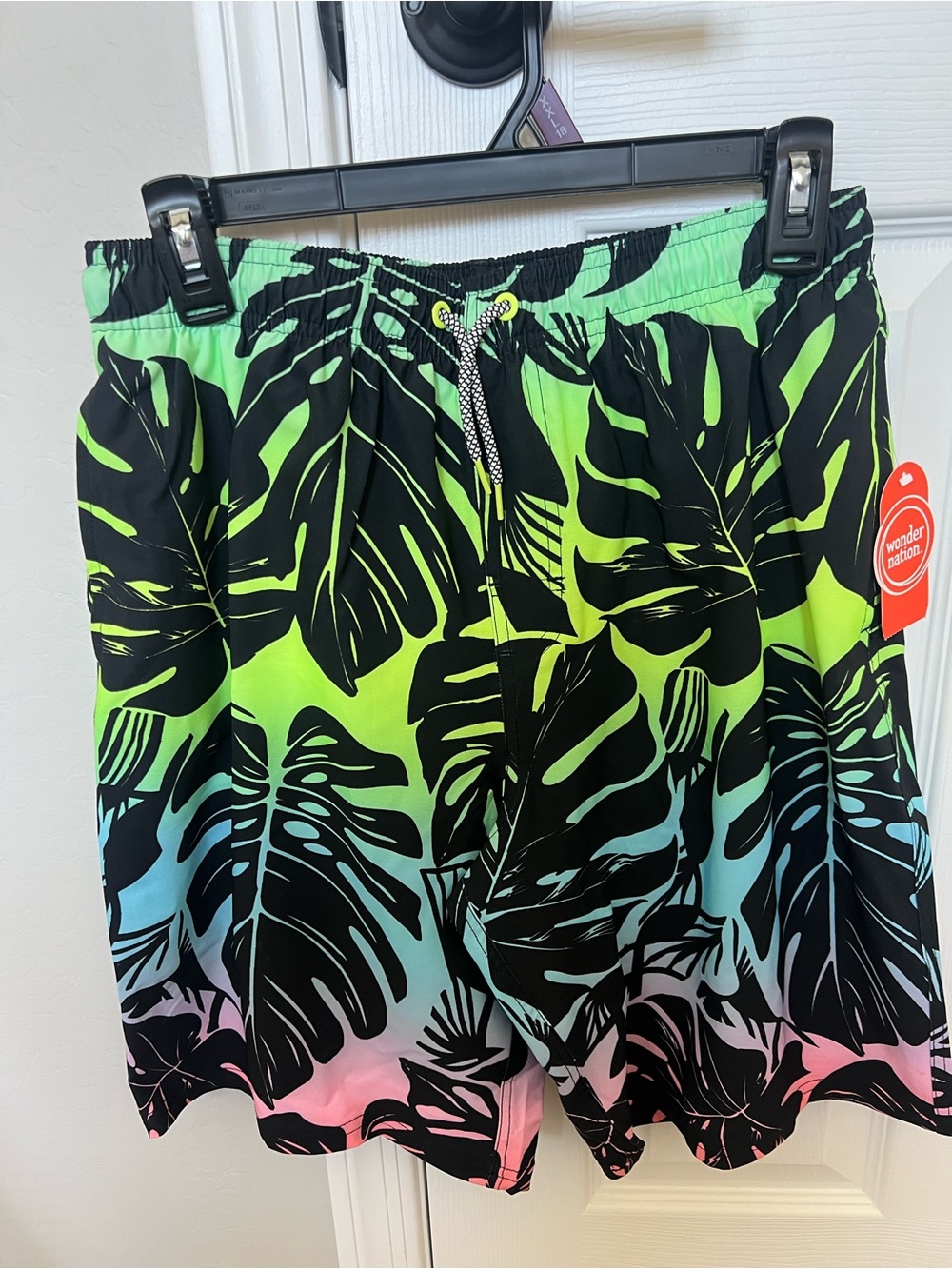 Neon Tropical Leaf Swim Trunks size Xxl/18 NWT $10